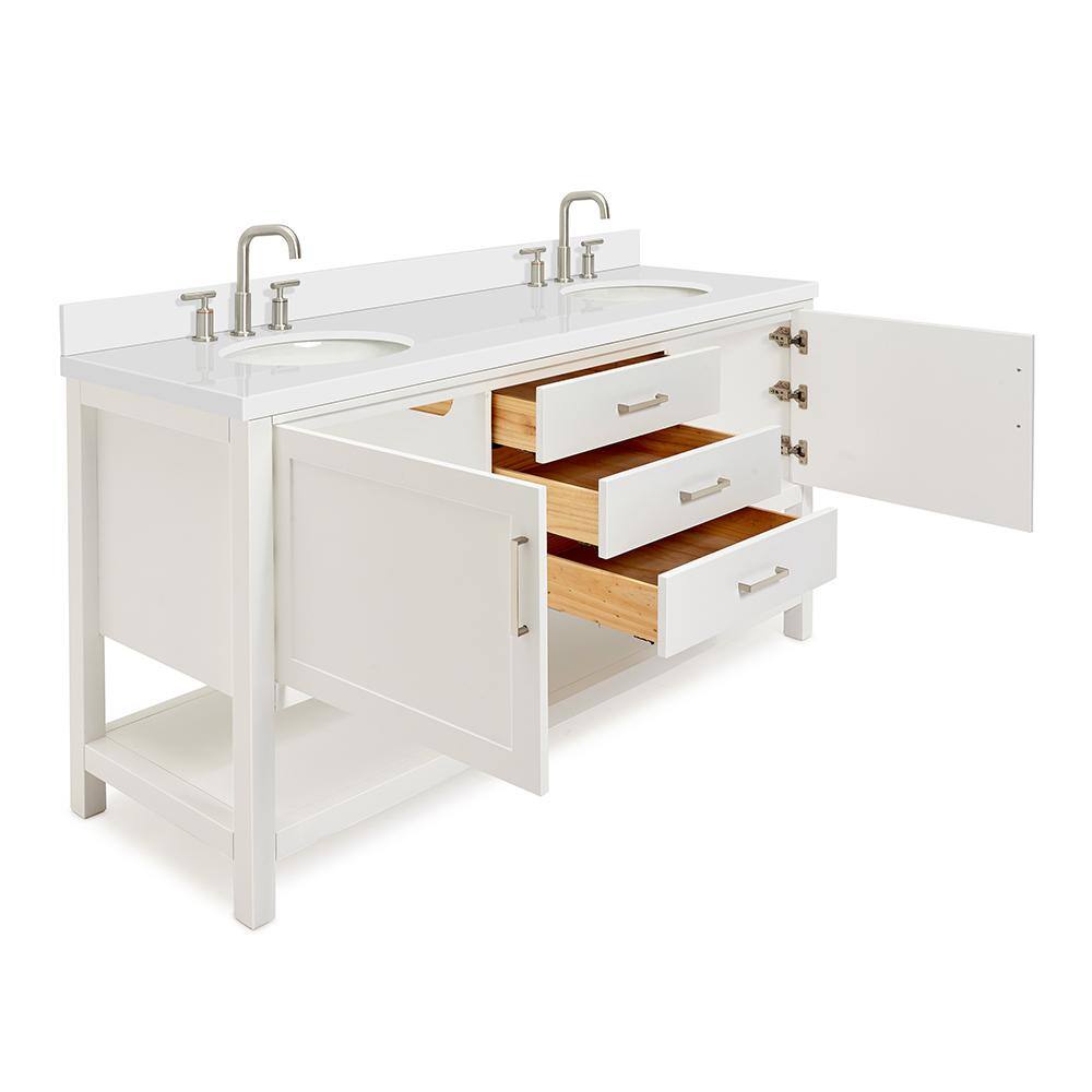 Bayhill 73'' White Double Vanity with Quartz Top