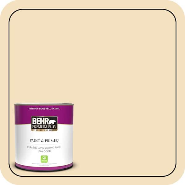 BEHR PREMIUM PLUS 1 qt. #PPL-41 Tea Cookie Eggshell Enamel Low Odor Interior Paint & Primer