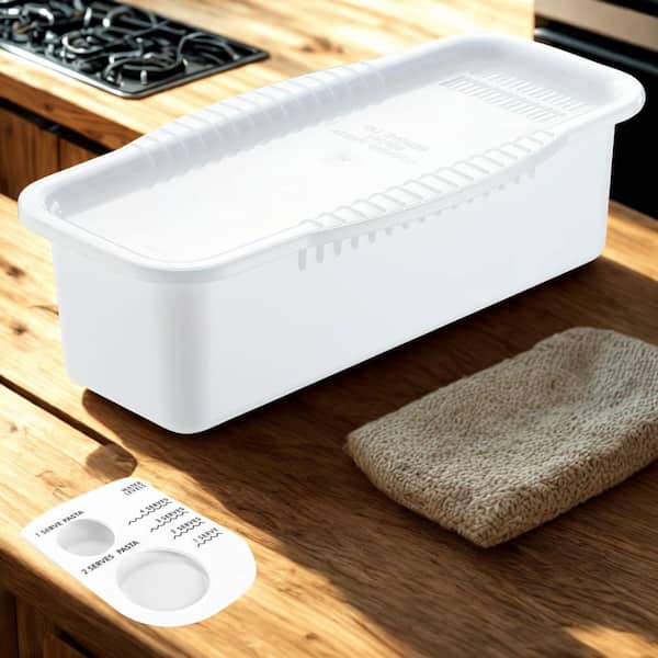 2.5 qt. Plastic Microwave Pasta Cooker Pot w Strainer Lid, Water Level and Measuring Device, Kitchen Essential