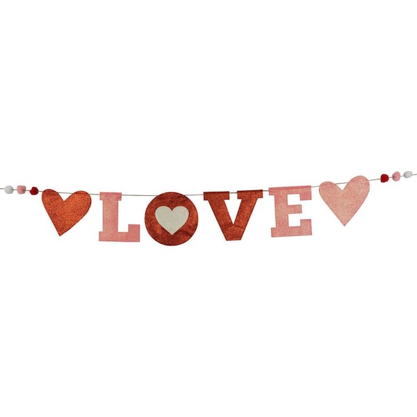8.5 in. Glittered "Love" Valentine's Day Wall Banner Decoration