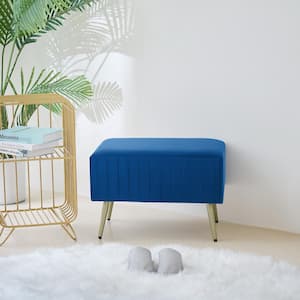 Blue Modern Upholstered Entryway and Bedroom Bench with Padded Velvet Seat16.1 in. H x 15.7 in. W x 24.4 in. D