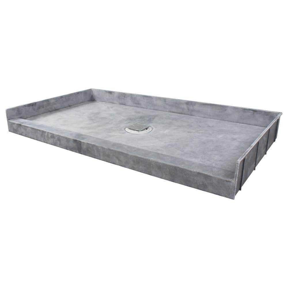 Transolid Dark Grey 60" x 32" Ready to Tile Shower Base with Center Drain