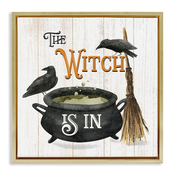 Stupell Industries Witch Cauldron and Crows by Deane Beesley 1Piece Floater Frame Graphic Print Typography Poster Art Print 25 in. x 25 in.
