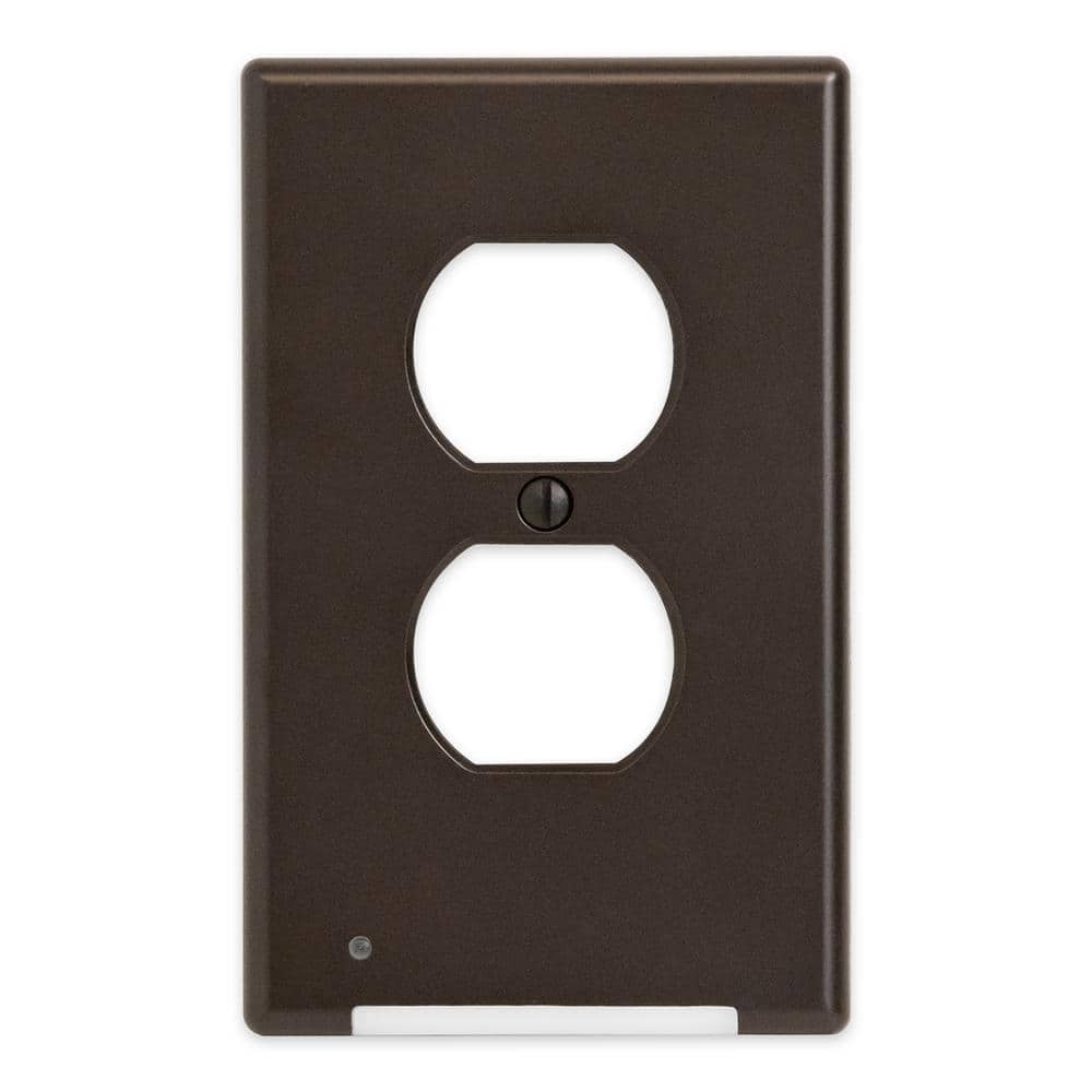 Westek LumiCover 1Gang Aged Bronze Duplex Outlet Nightlight Plastic
