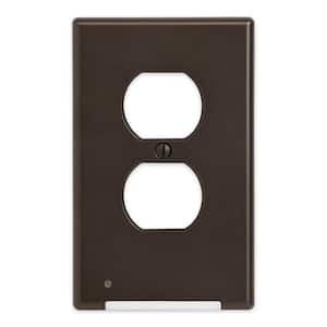 LumiCover 1-Gang Aged Bronze Duplex Outlet Nightlight Plastic Wall Plate