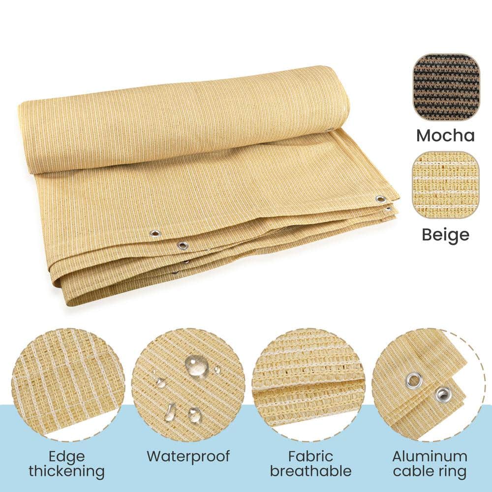 6 ft. x 10 ft. Beige HDPE Patio Sun Shade Cloth