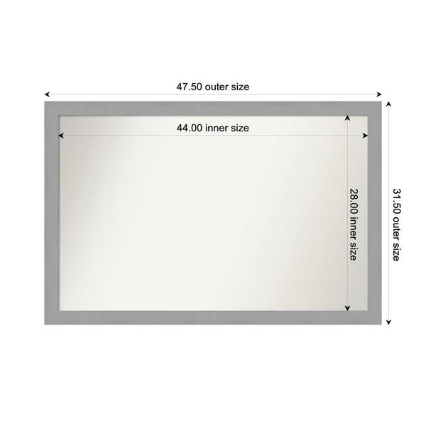 Amanti Art Brushed Nickel 47.5 in. x 31.5 in. Custom Non-Beveled Recycled Polystyrene Framed Bathroom Vanity Wall Mirror