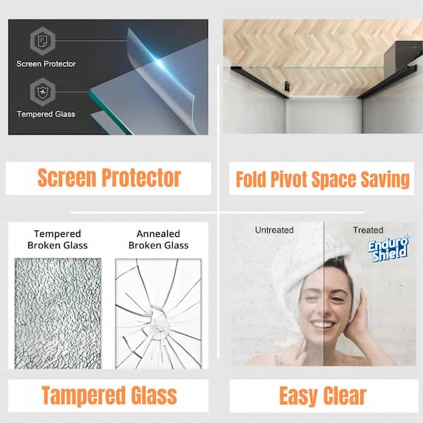 36 to 37-3/8 in. W x 72 in. H Pivot Swing Frameless Shower Door in Brushed Nickel with Clear Glass