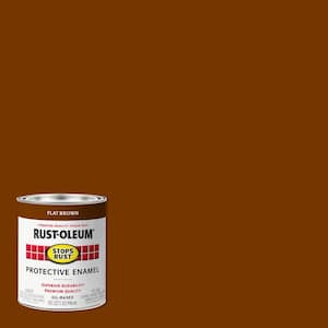 1 qt. Low VOC Protective Enamel Flat Brown Interior/Exterior Paint (2-Pack)