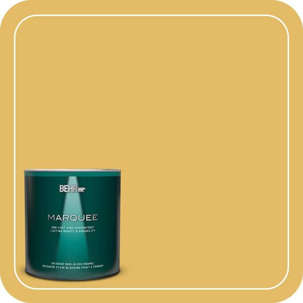 BEHR MARQUEE 1 qt. #MQ4-12 Dandelion Wish One-Coat Hide Semi-Gloss Enamel Interior Paint & Primer