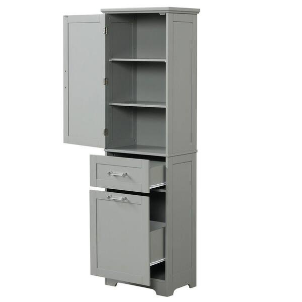 ZXDDMS 20 in. W x 13 in. D x 68 in. H Gray Linen Cabinet Bathroom