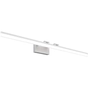 47 in. 1 Light Silver LED Vanity Light Bar with Aluminum Frosted Dimmable 5500K Light