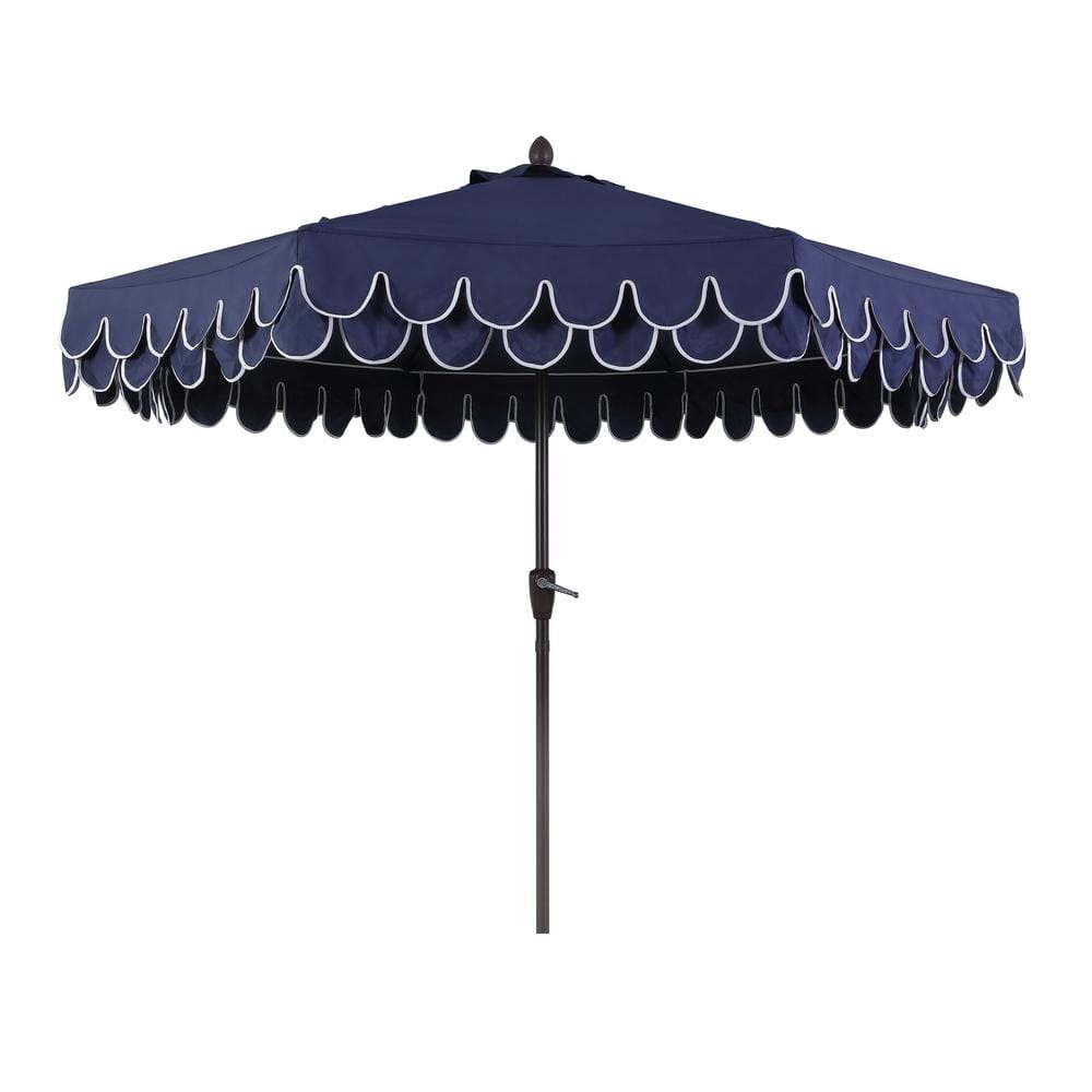 Tracy 9 ft. Navy Blue Scalloped Fringe Market Patio Umbrella