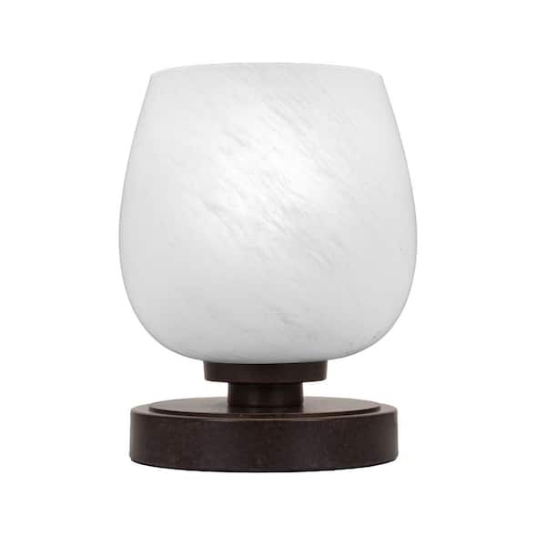 Unbranded Quincy 8 in. Dark Granite Accent Lamp with 6 in. White Marble Glass Shade, No Bulb Included