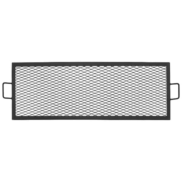 Sunnydaze 36 in. X-Marks Steel Rectangle Fire Pit Cooking Grill in Black