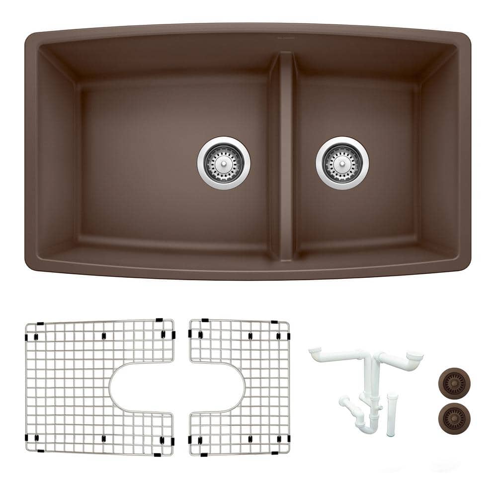 Performa 33 in. Undermount Double Bowl Cafe Granite Composite Kitchen Sink 