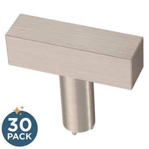 Simple Square Bar 1-1/4 in. (32 mm) Stainless Steel Cabinet Knob (30-Pack)