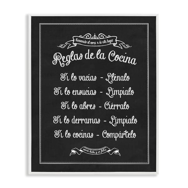 Stupell Industries Kitchen Rules by Lettered and Lined White Framed Food Giclee Art Print 20 in. x 16 in.