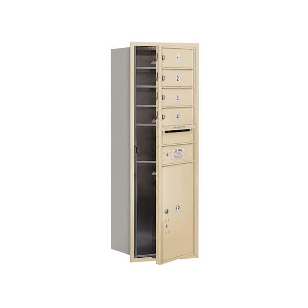 Salsbury Industries 3700 Series 41 in. 11 Door High Unit Sandstone Private Front Loading 4C Horizontal Mailbox with 4 MB1 Doors/1 PL5