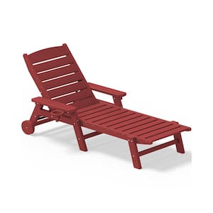 HDPE Red Adjustable Outdoor Lounge Chair (1-Pack)