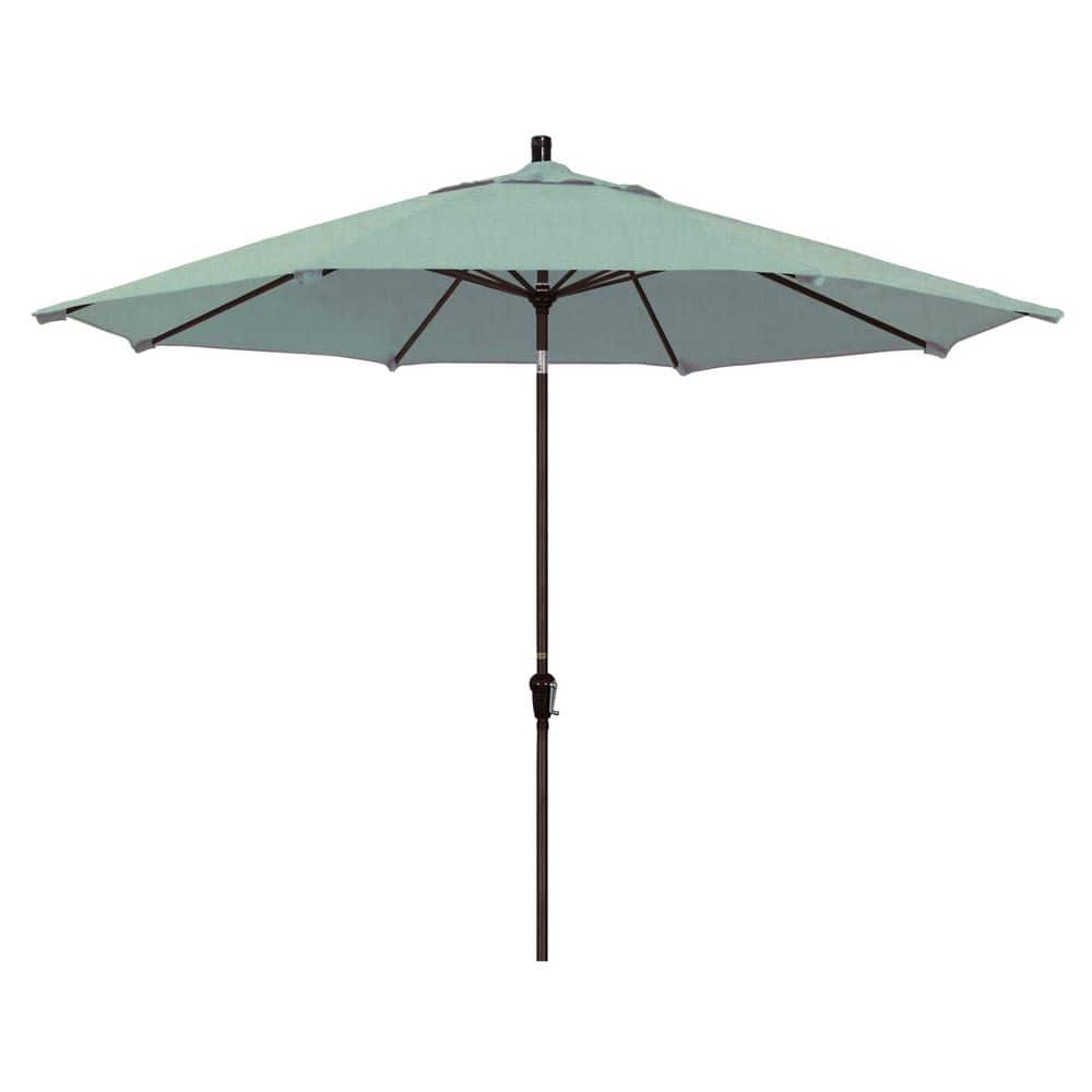 11 ft. Bronze Aluminum Market Patio Umbrella with Aluminum Ribs Auto Tilt Crank Lift in Spa Sunbrella price history on PriceWatchPro