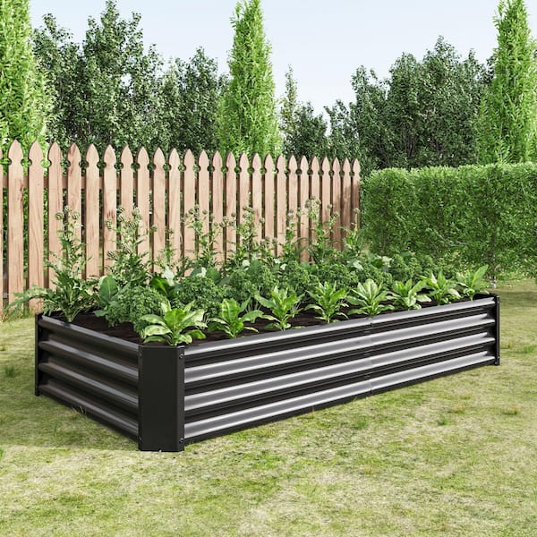 6 ft. x 3 ft. x 1 ft. Raised Garden Bed Galvanized Metal Planter Box with Open Base Outdoor Planting Boxes