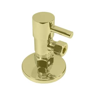 1/2 in. Nominal Compression Inlet x 3/8 in. O.D. Compression Outlet 1/4-Turn Round Angle Valve, Polished Brass