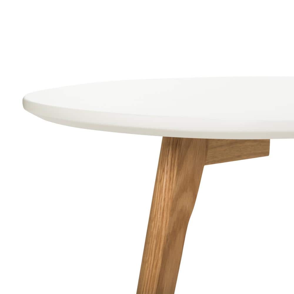 Olida Transitional Oval Double Coffee Table in White and Natural Wood