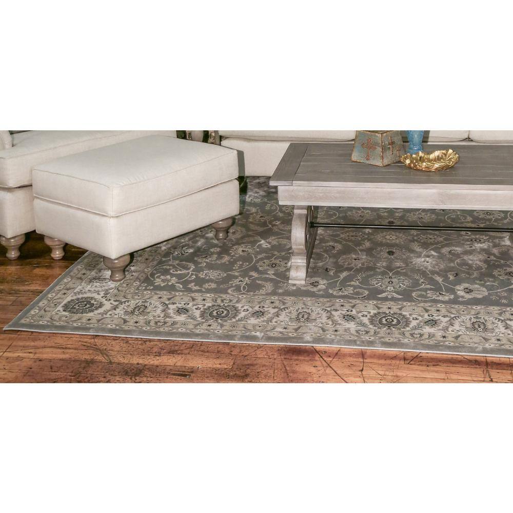 Gray and Beige Synthetic Tufted Oriental Area Rug, 3' x 5'