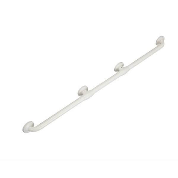 Unbranded 36 in. Antimicrobial Vinyl Coated Grab Bar with Two Reinforced Flanges in white