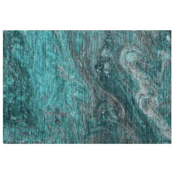 Dream Shag Premium Machine Washable Abstract ADS599 Teal 2 ft. x 3 ft. Accent Rug