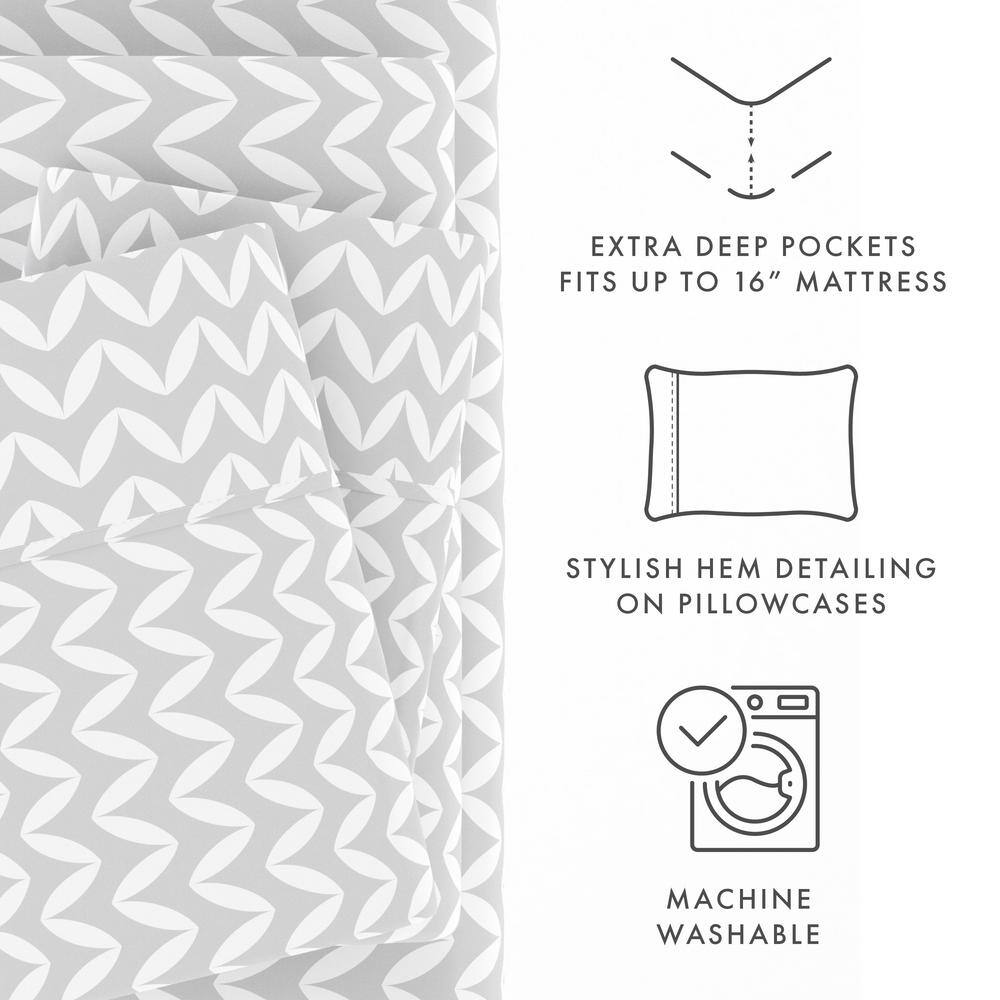 Light Gray Chevron Twin Microfiber Sheet Set