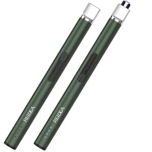 Windproof Pine Green Pro Zinc Alloy Electronic Cigar Accessory Rechargeable USB Flameless Lighter Arc (2-Pack)