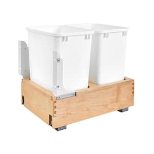 White Double 35 Quart Maple Bottom Mount Pullout Waste Container