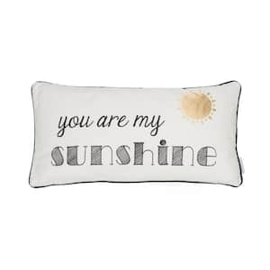 White, Black You Are My Sunshine Word Embroidered 12 in. x 24 in. Throw Pillow