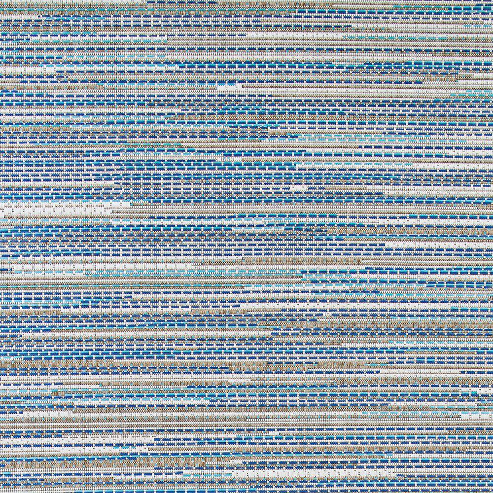 Monaco Sand and Azure Stripe 5' x 7' Indoor/Outdoor Rug