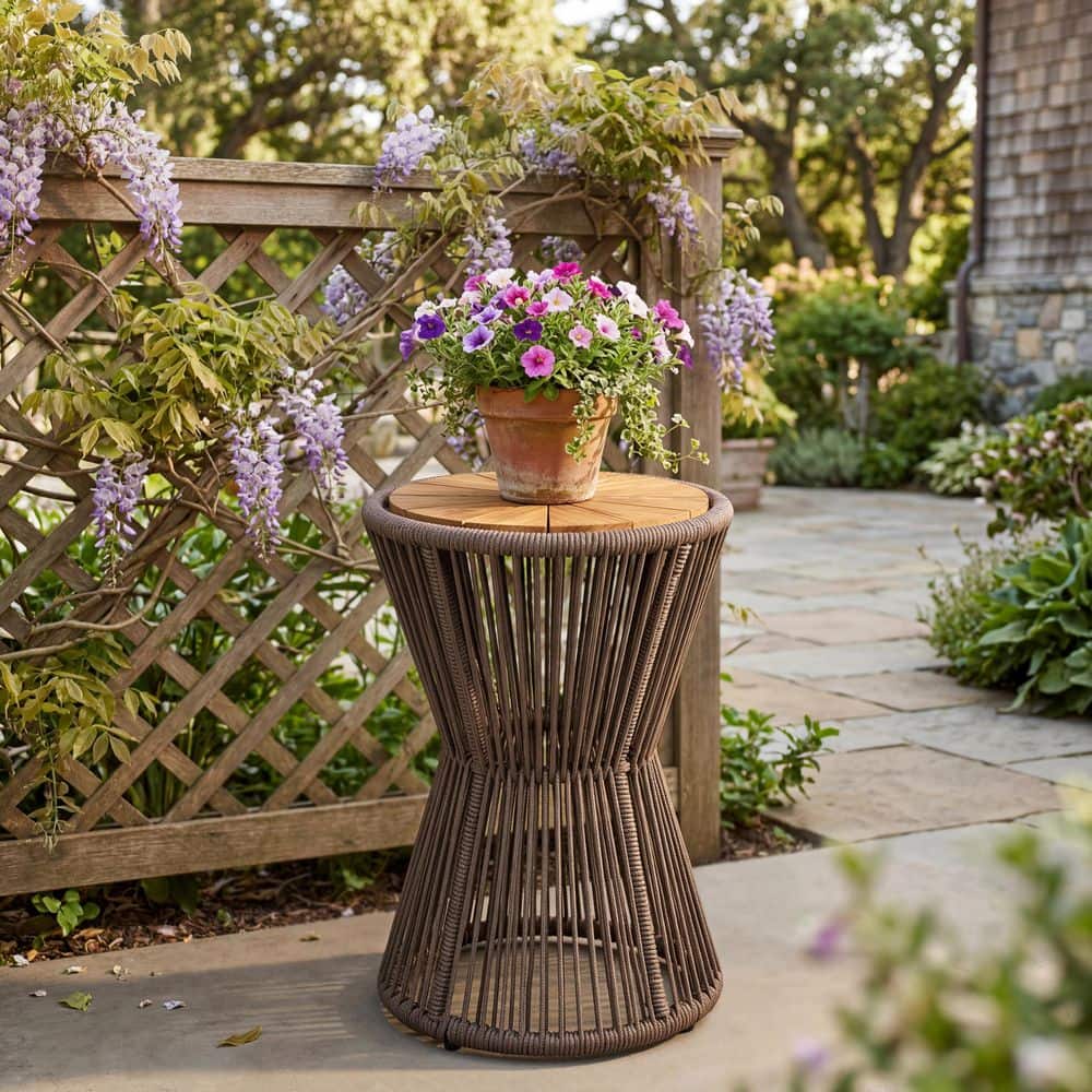 CHRISTOPHER KNIGHT HOME Nara Grey Outdoor Side Table Acacia Wood