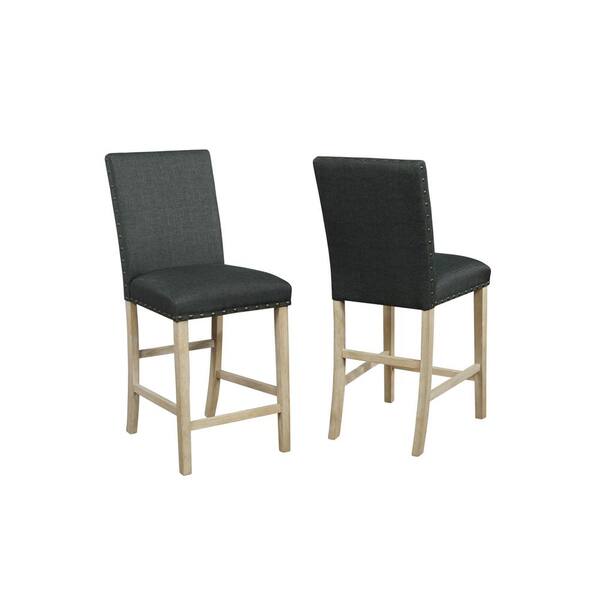 Sean Black Linen Nailhead Bar Stool 6123219BK The Home Depot