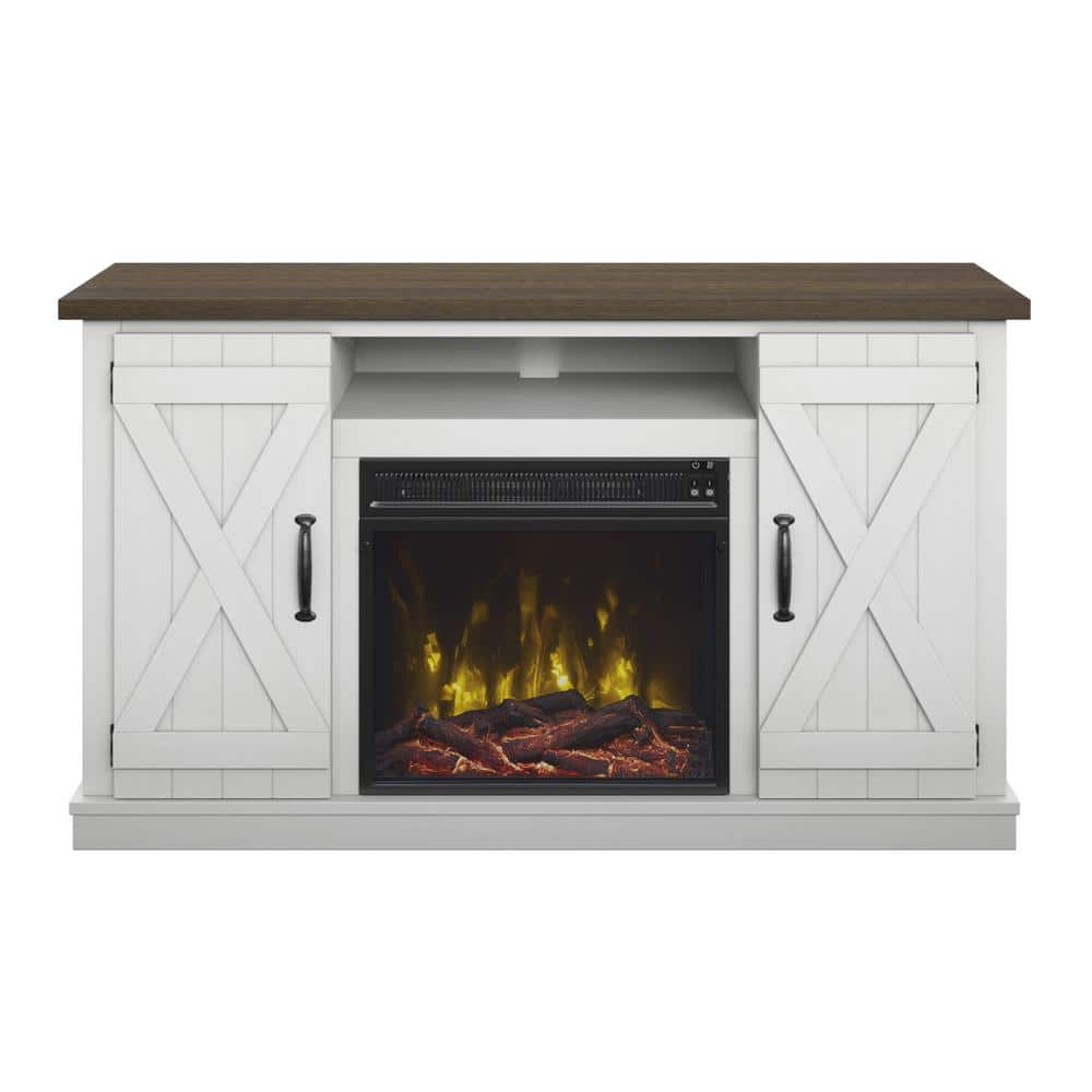 Twin Star Home 47.5 in. Freestanding Electric Fireplace T-Volt Stand in White