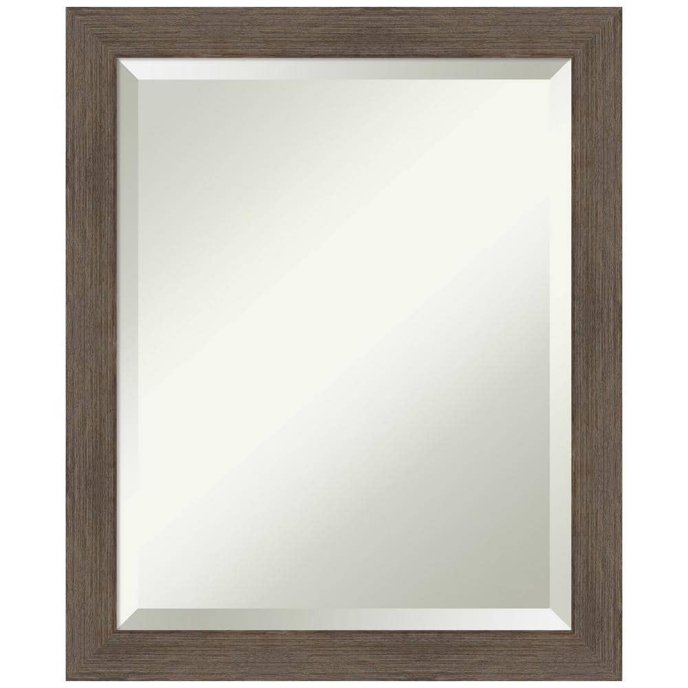 Hardwood Mocha Narrow 19 in. W x 23 in. H Wood Framed Beveled Wall Mirror in Brown price history on PriceWatchPro
