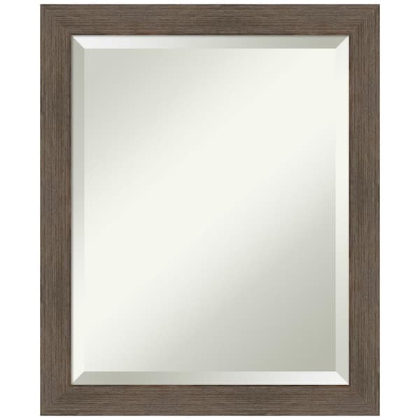 Amanti Art Hardwood Mocha Narrow 19 in. W x 23 in. H Wood Framed Beveled Wall Mirror in Brown
