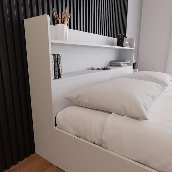 Hunter White Queen Size Bookcase Headboard