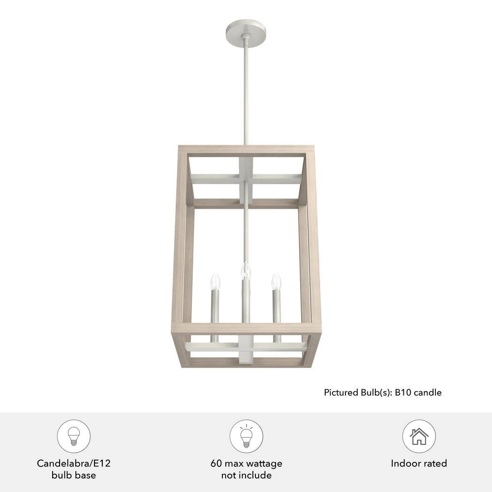 Brushed Nickel and Bleached Wood 15" LED Pendant Light