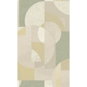 Green Retro Abstract Shapes Geometric-Shelf Liner Non-Woven Non-Pasted Wallpaper (57 sq. ft.) Double Roll