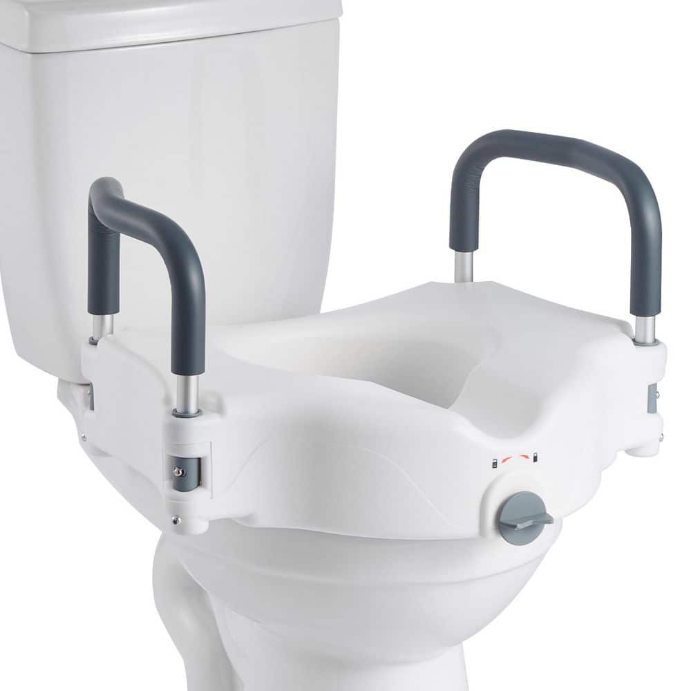 Raised Toilet Seat with Arms, 300 lbs. Load Capacity, 5 in. Lift Height, Widened Commode Elevated Toilet Seat Riser price history on PriceWatchPro