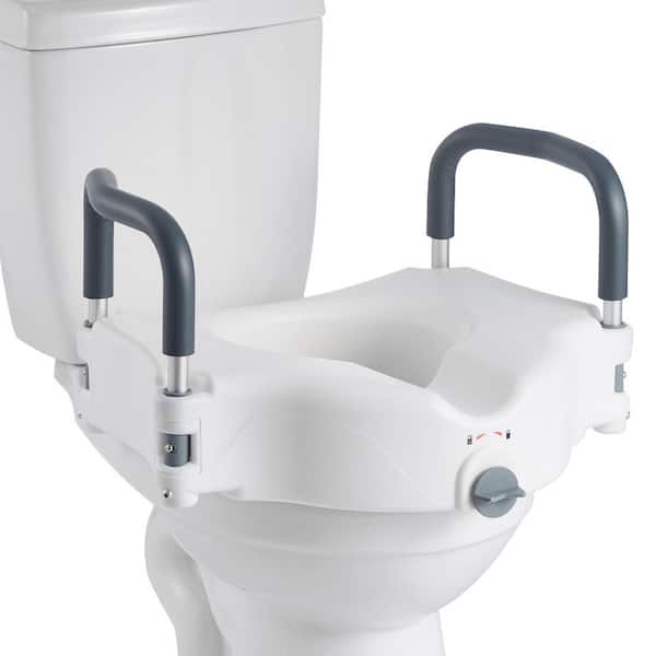 Raised Toilet Seat with Arms, 300 lbs. Load Capacity, 5 in. Lift Height, Widened Commode Elevated Toilet Seat Riser