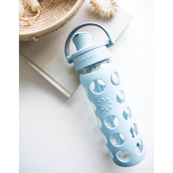 Lifefactory 22oz Glass Hydration Bottle with Straw Cap Carbon