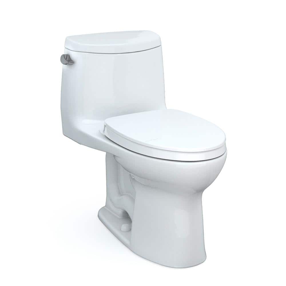 TOTO UltraMax II 1-Piece 1.28 GPF Single Flush Elongated ADA Comfort Height  Toilet in Cotton White Seat Included MS604124CEFG#01 - The Home Depot
