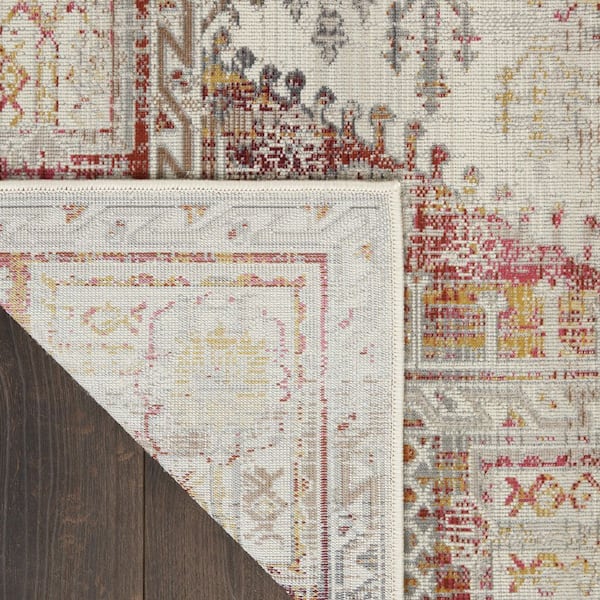 9 ft. x 12 ft. Ivory Floral Washable Area Rug