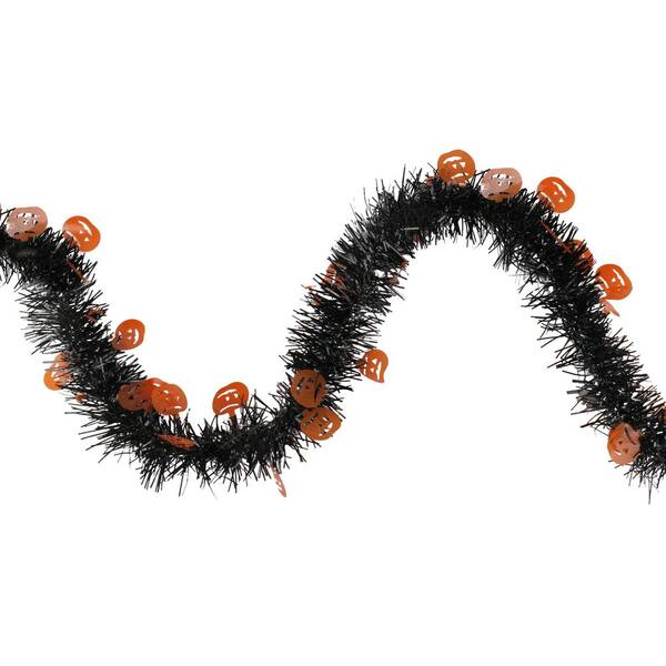 Orange and Black Halloween Tinsel Garland 50 ft Unlit 